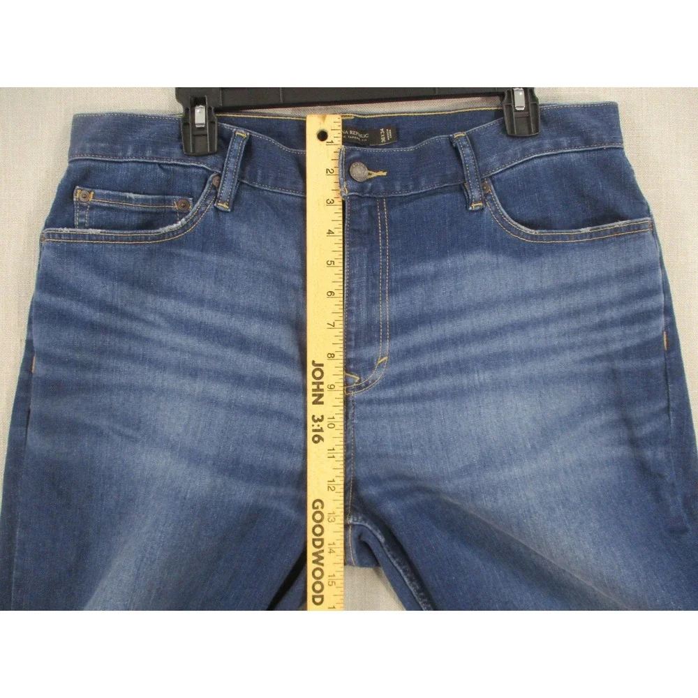 Banana Republic Mens 34x30 Rapid Movement Denim Straight Leg‎ Blue Jeans 7801